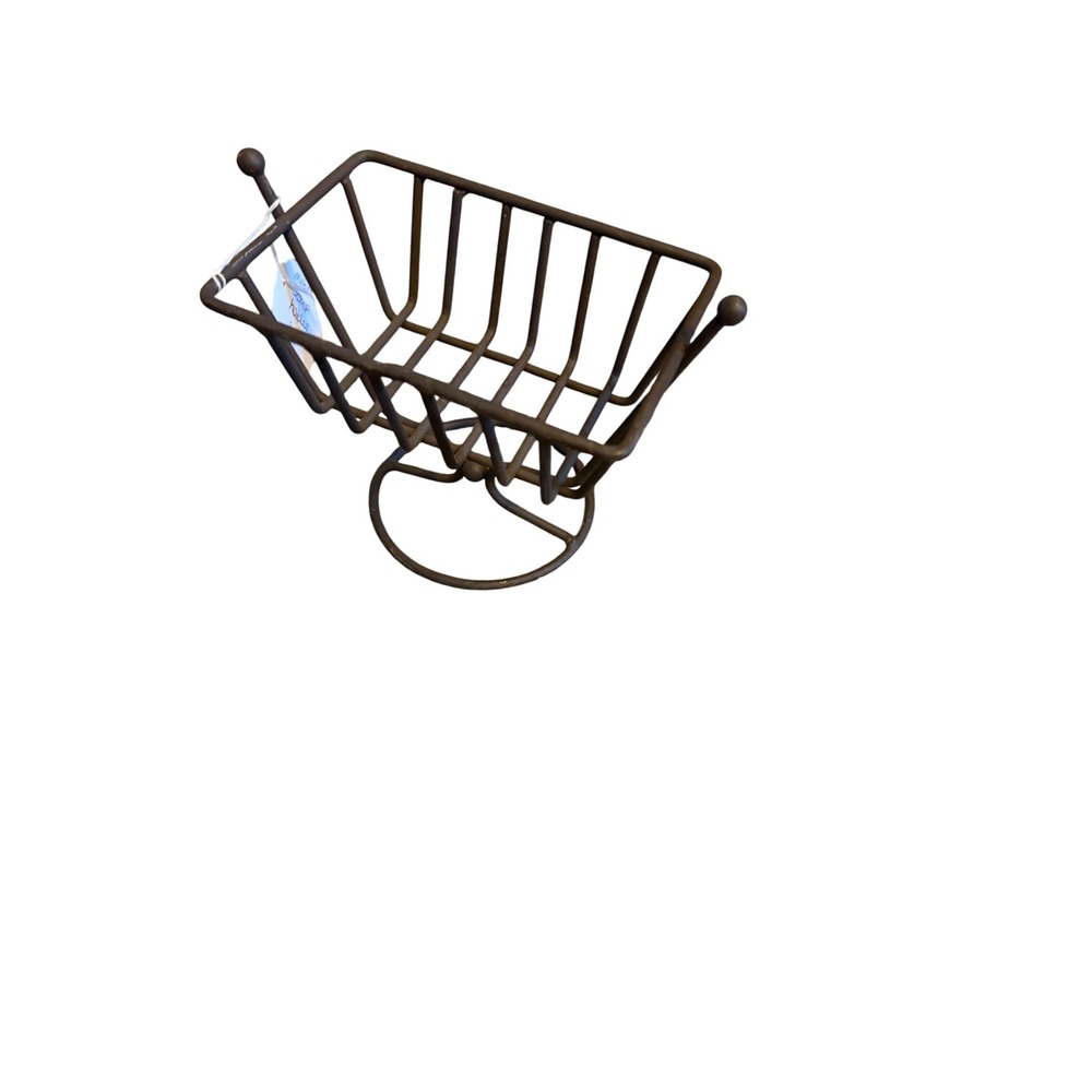 Rustic Brown Wrought Iron Wire Pedestal Basket Metal Soap Holder Decor